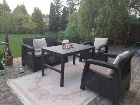 Komplet ogrodowy z regulowanym stolikiem Corfu Set Lyon brązowy