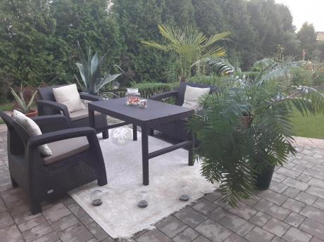 Komplet ogrodowy z regulowanym stolikiem Corfu Set Lyon brązowy