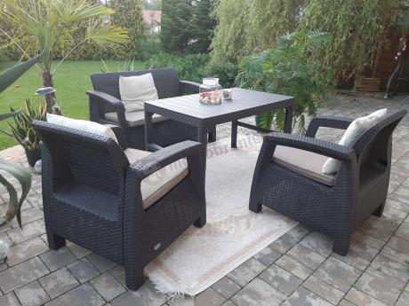 Komplet ogrodowy z regulowanym stolikiem Corfu Set Lyon brązowy