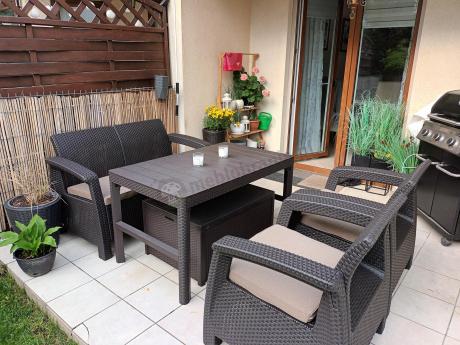 Komplet ogrodowy z regulowanym stolikiem Corfu Set Lyon brązowy