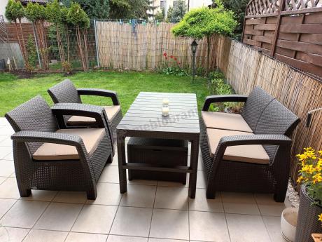 Komplet ogrodowy z regulowanym stolikiem Corfu Set Lyon brązowy