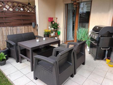 Komplet ogrodowy z regulowanym stolikiem Corfu Set Lyon brązowy