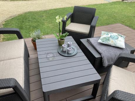 Komplet ogrodowy z regulowanym stolikiem Corfu Set Lyon brązowy