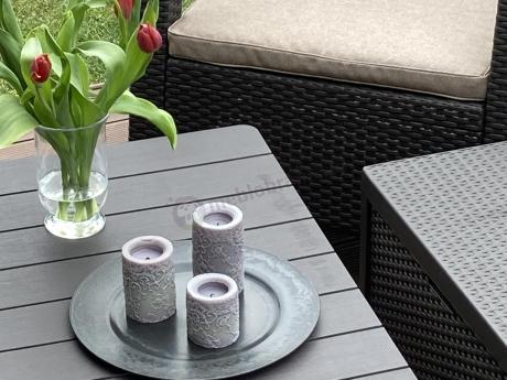 Komplet ogrodowy z regulowanym stolikiem Corfu Set Lyon brązowy