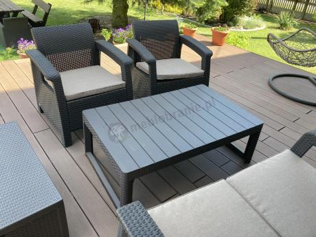 Komplet ogrodowy z regulowanym stolikiem Corfu Set Lyon brązowy