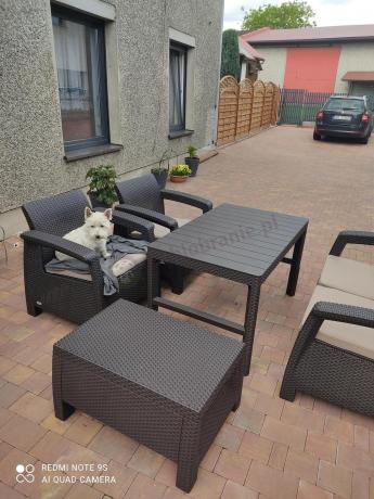 Komplet ogrodowy z regulowanym stolikiem Corfu Set Lyon brązowy