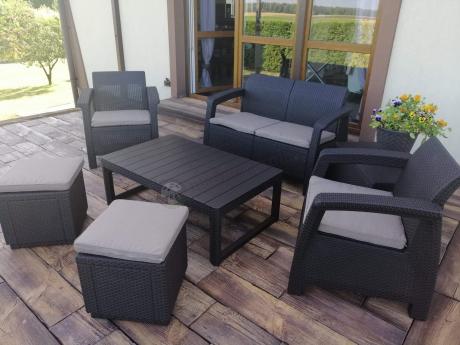 Komplet ogrodowy z regulowanym stolikiem Corfu Set Lyon brązowy