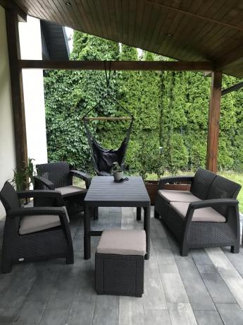 Komplet ogrodowy z regulowanym stolikiem Corfu Set Lyon brązowy