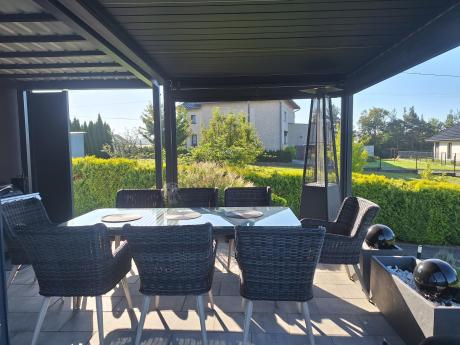 Komplet stół 220cm i krzesła na taras technorattan Tonitto Dining 8+1 - Antracyt