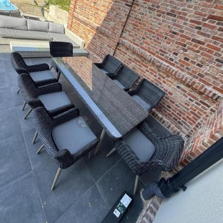 Komplet stół 220cm i krzesła na taras technorattan Tonitto Dining 8+1 - Antracyt