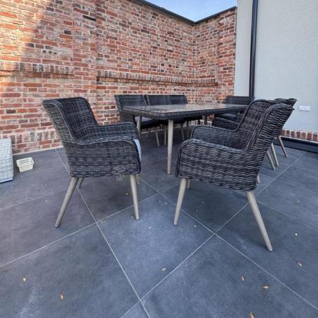 Komplet stół 220cm i krzesła na taras technorattan Tonitto Dining 8+1 - Antracyt