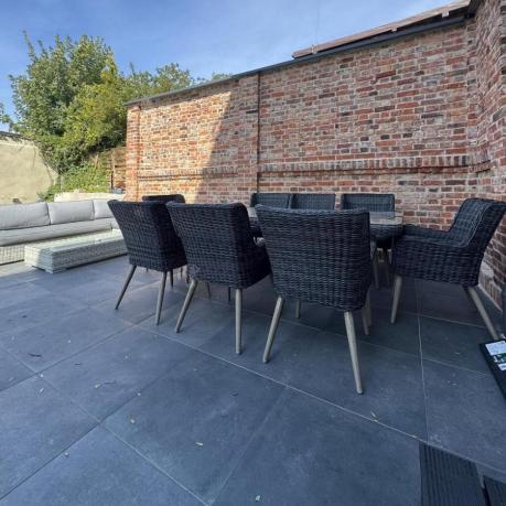 Komplet stół 220cm i krzesła na taras technorattan Tonitto Dining 8+1 - Antracyt