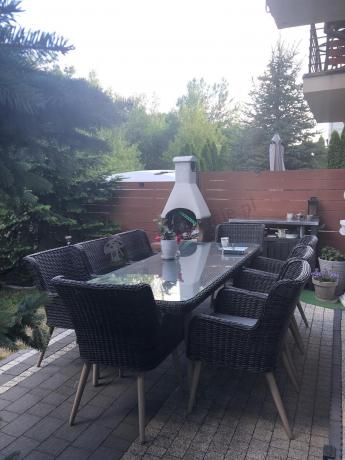 Komplet stół 220cm i krzesła na taras technorattan Tonitto Dining 8+1 - Antracyt