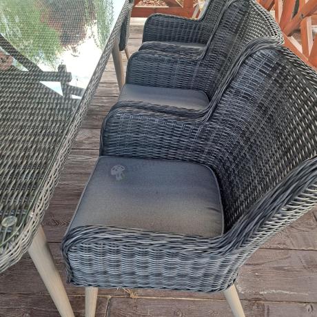 Komplet stół 220cm i krzesła na taras technorattan Tonitto Dining 8+1 - Antracyt