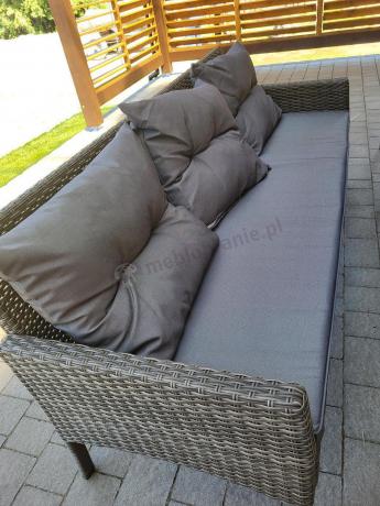 Komplet z technorattanu ze stołem obiadowym Perata Grande Dark Grey