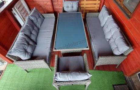 Komplet z technorattanu ze stołem obiadowym Perata Grande Dark Grey