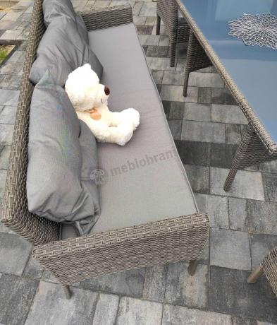 Komplet z technorattanu ze stołem obiadowym Perata Grande Dark Grey