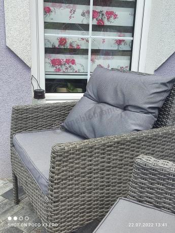 Komplet z technorattanu ze stołem obiadowym Perata Grande Dark Grey