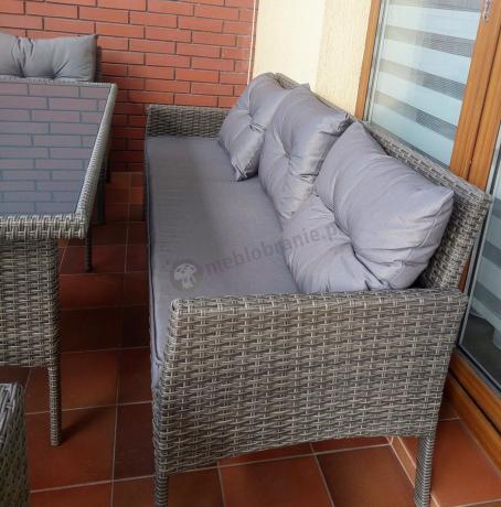 Komplet z technorattanu ze stołem obiadowym Perata Grande Dark Grey