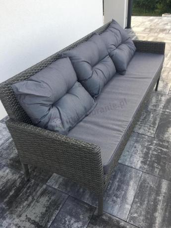 Komplet z technorattanu ze stołem obiadowym Perata Grande Dark Grey