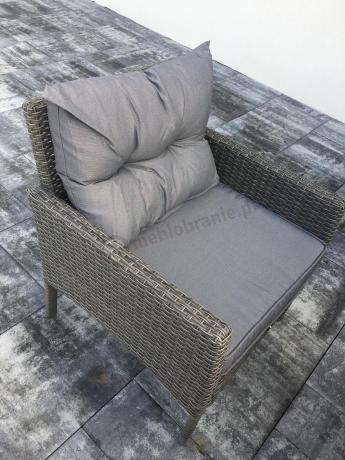 Komplet z technorattanu ze stołem obiadowym Perata Grande Dark Grey