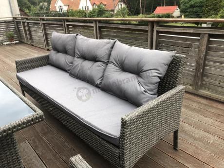 Komplet z technorattanu ze stołem obiadowym Perata Grande Dark Grey