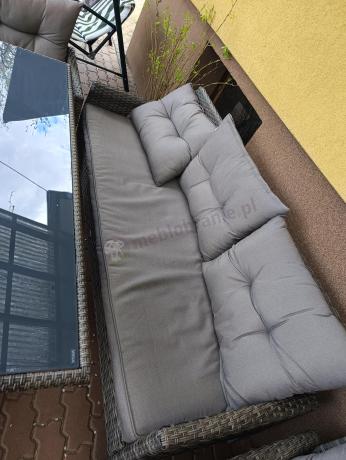 Komplet z technorattanu ze stołem obiadowym Perata Grande Dark Grey