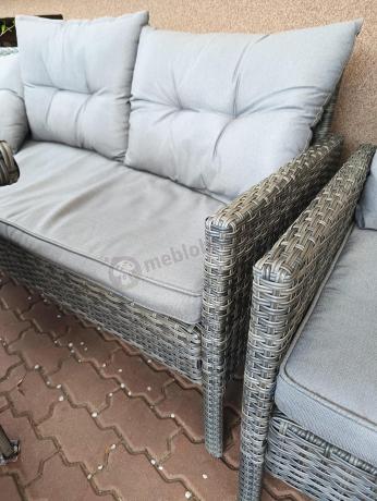Komplet z technorattanu ze stołem obiadowym Perata Grande Dark Grey