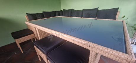 Mały narożnik ogrodowy 190x140cm + stół + pufy Torino Corner Yellow