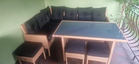 Mały narożnik ogrodowy 190x140cm + stół + pufy Torino Corner Yellow