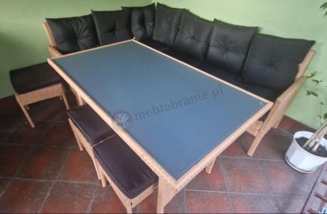 Mały narożnik ogrodowy 190x140cm + stół + pufy Torino Corner Yellow