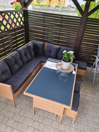 Mały narożnik ogrodowy 190x140cm + stół + pufy Torino Corner Yellow