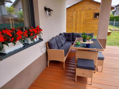 Mały narożnik ogrodowy 190x140cm + stół + pufy Torino Corner Yellow