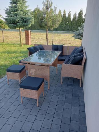 Mały narożnik ogrodowy 190x140cm + stół + pufy Torino Corner Yellow