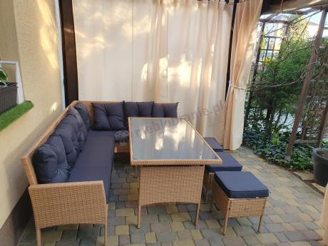 Mały narożnik ogrodowy 190x140cm + stół + pufy Torino Corner Yellow