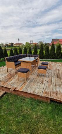 Mały narożnik ogrodowy 190x140cm + stół + pufy Torino Corner Yellow