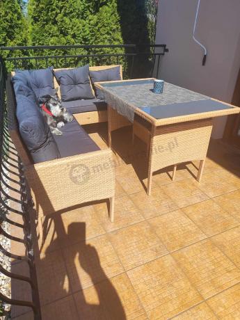 Mały narożnik ogrodowy 190x140cm + stół + pufy Torino Corner Yellow