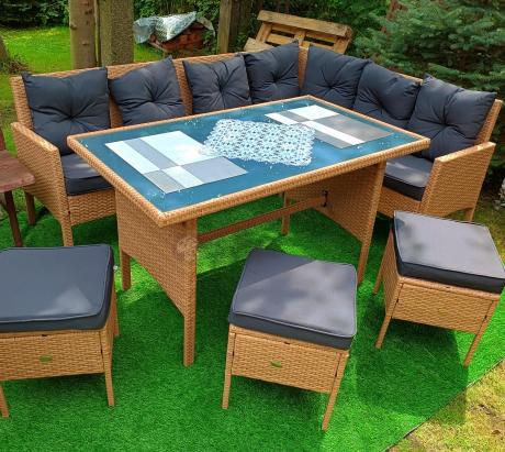 Mały narożnik ogrodowy 190x140cm + stół + pufy Torino Corner Yellow