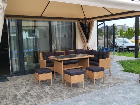 Mały narożnik ogrodowy 190x140cm + stół + pufy Torino Corner Yellow