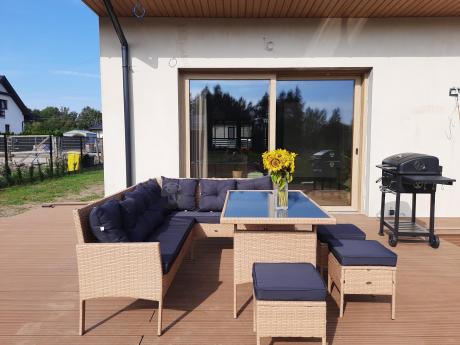 Mały narożnik ogrodowy 190x140cm + stół + pufy Torino Corner Yellow