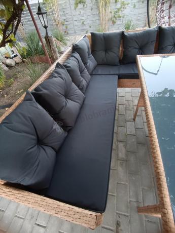 Mały narożnik ogrodowy 190x140cm + stół + pufy Torino Corner Yellow