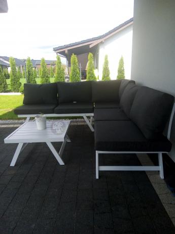 Mały nowoczesny narożnik na taras Soletto 176x176cm - Aluminium - Biały