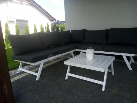 Mały nowoczesny narożnik na taras Soletto 176x176cm - Aluminium - Biały