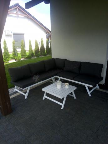 Mały nowoczesny narożnik na taras Soletto 176x176cm - Aluminium - Biały