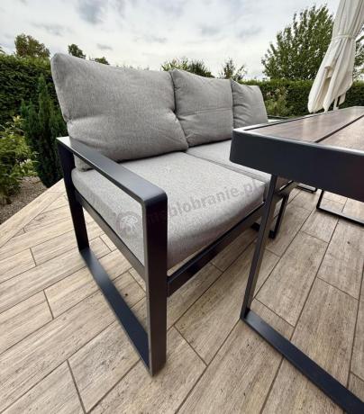 Meble dla 8 osób na taras - sofy 175cm, fotele, stół obiadowy 160cm - Panaon Grande LG