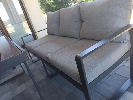 Meble dla 8 osób na taras - sofy 175cm, fotele, stół obiadowy 160cm - Panaon Grande LG