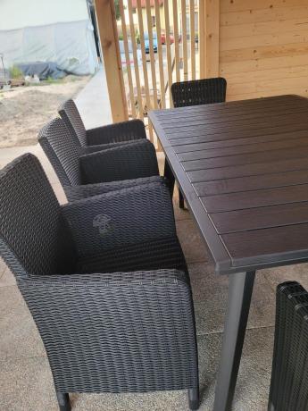 Meble na taras Kantara Comfort 8 foteli z rozkładanym stołem obiadowym 160-240 cm