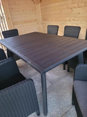 Meble na taras Kantara Comfort 8 foteli z rozkładanym stołem obiadowym 160-240 cm