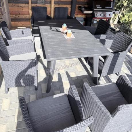 Meble na taras Kantara Comfort 8 foteli z rozkładanym stołem obiadowym 160-240 cm