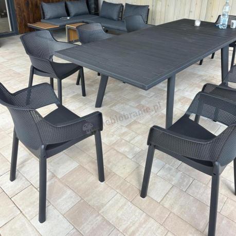 Meble na taras Kantara Modern, stół rozkładany 160-240 cm i 8 sztaplowanych krzeseł